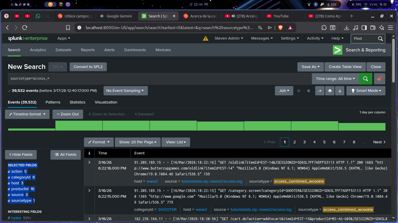 Campos seleccionados